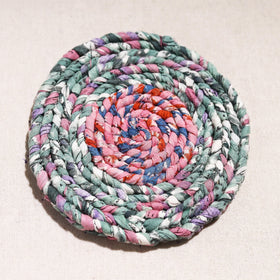  Upcycled Fabric Hand Braided Coaster 