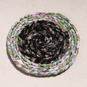  Upcycled Fabric Hand Braided Coaster 