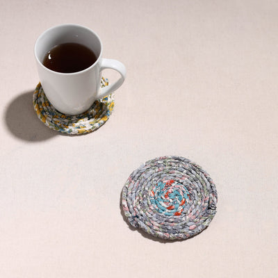  Upcycled Fabric Hand Braided Coaster 