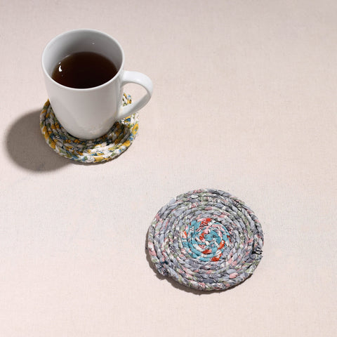  Upcycled Fabric Hand Braided Coaster 