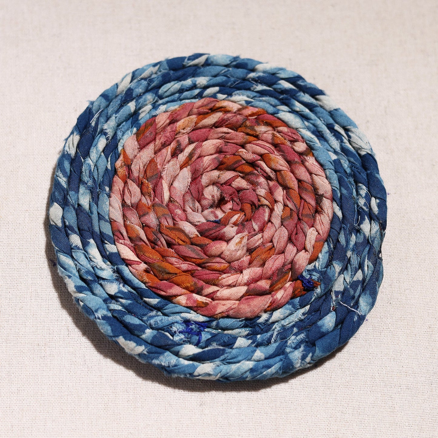  Upcycled Fabric Hand Braided Coaster 