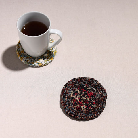  Upcycled Fabric Hand Braided Coaster 