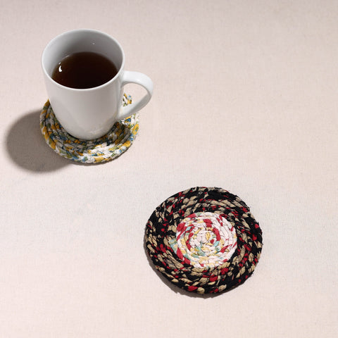  Upcycled Fabric Hand Braided Coaster 