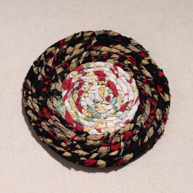  Upcycled Fabric Hand Braided Coaster 