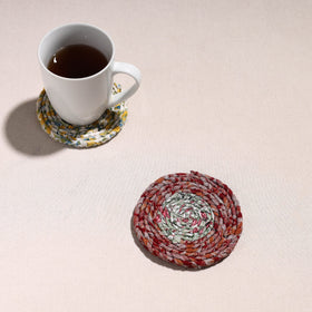  Upcycled Fabric Hand Braided Coaster 
