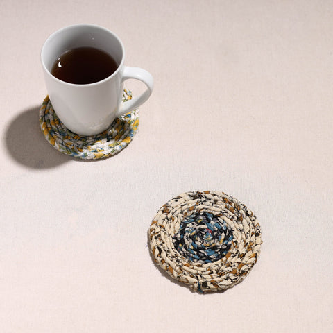  Upcycled Fabric Hand Braided Coaster 
