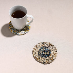  Upcycled Fabric Hand Braided Coaster 