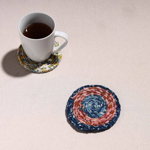  Upcycled Fabric Hand Braided Coaster 