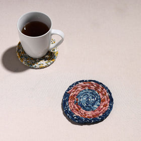 Upcycled Fabric Hand Braided Coaster 