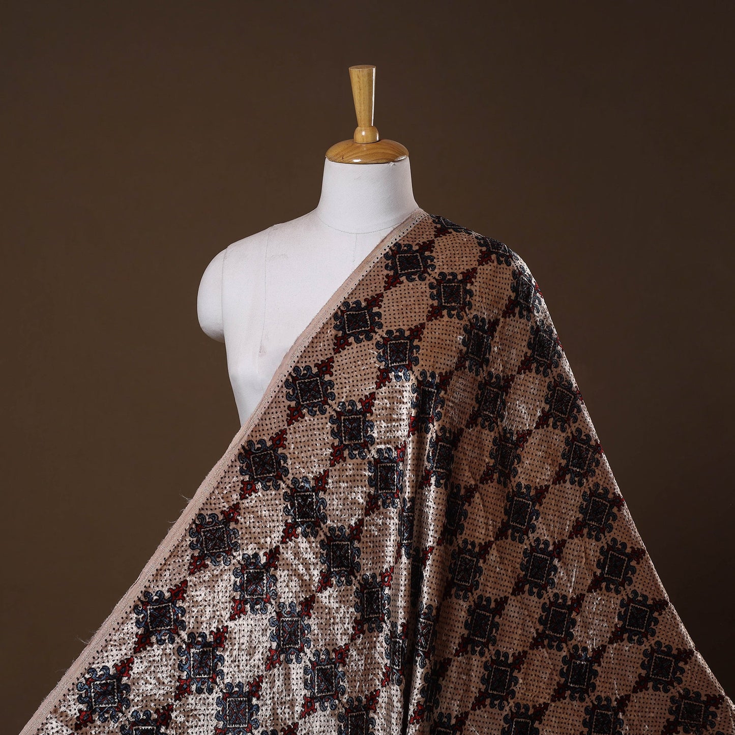 Velvet natural dyed hand fabric 01 - handcrafted