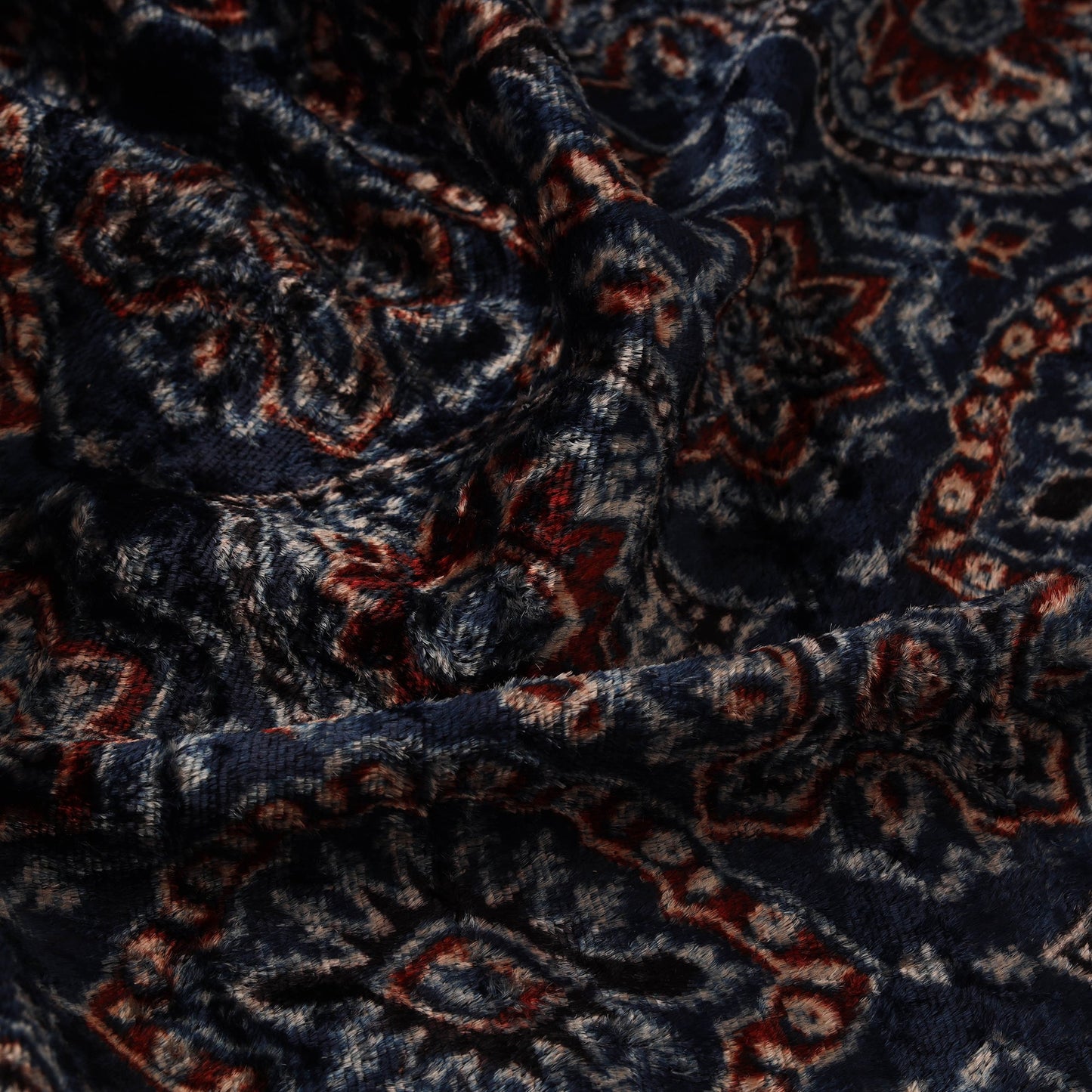 Velvet natural dyed hand fabric 04 - handcrafted