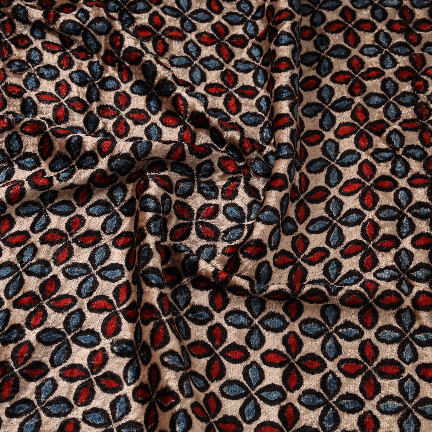 Velvet natural dyed hand fabric 06 - handcrafted