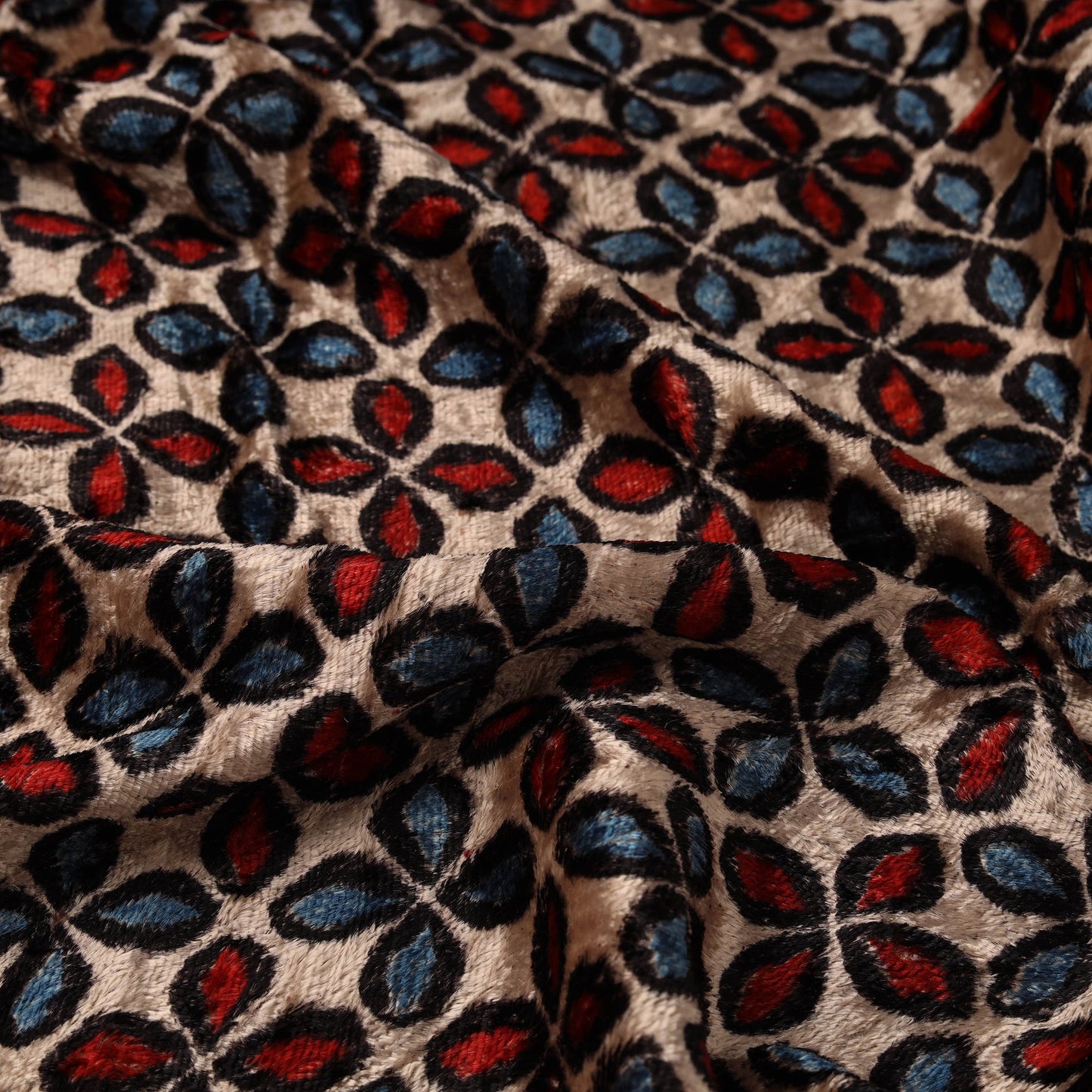 Velvet natural dyed hand fabric 06 - handcrafted