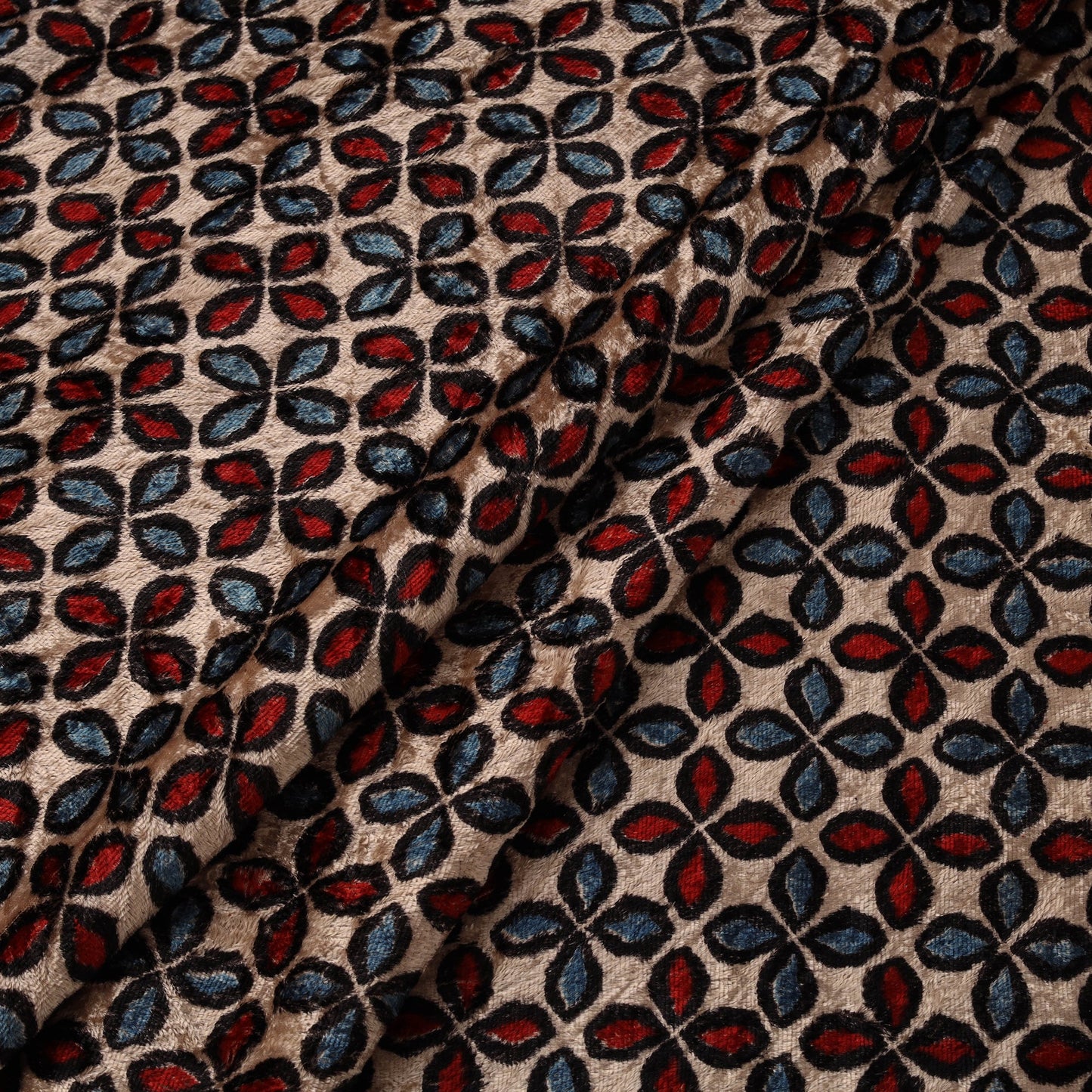 Velvet natural dyed hand fabric 06 - handcrafted