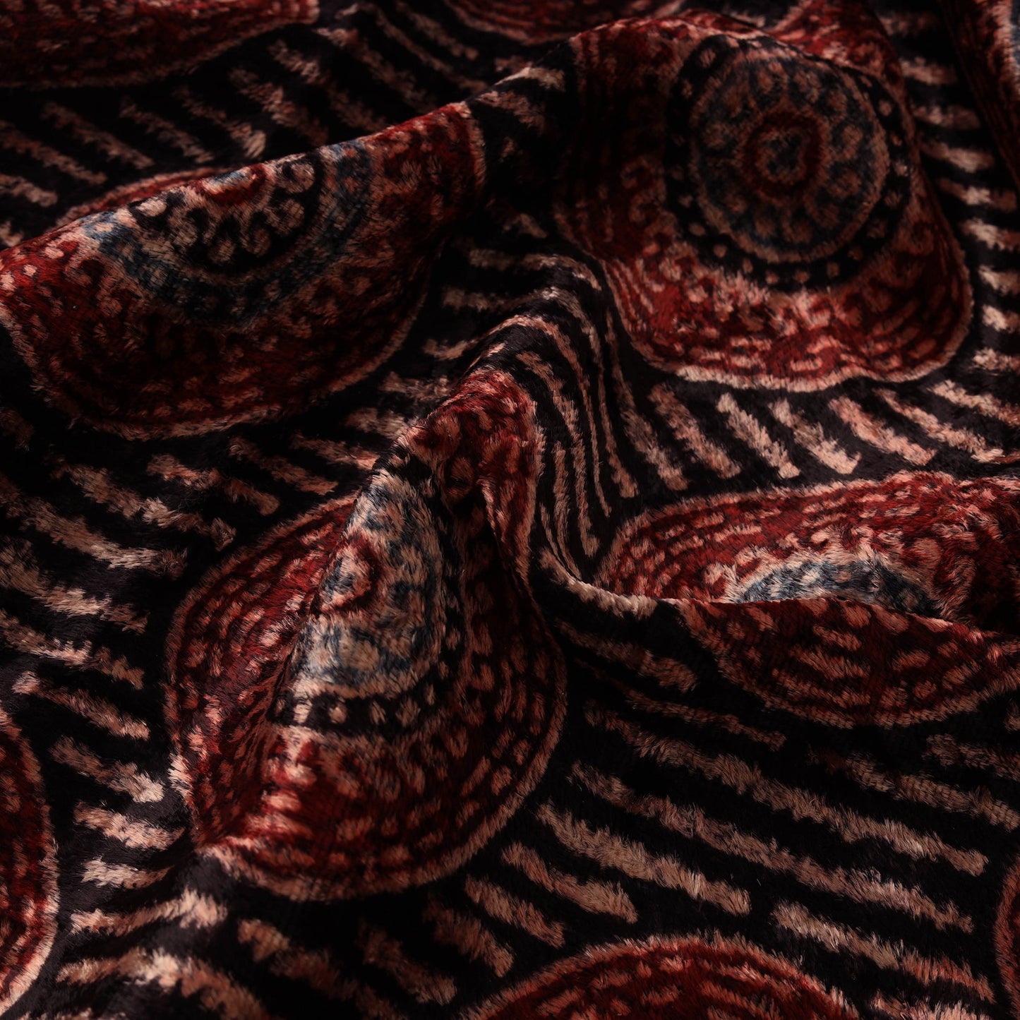 Velvet natural dyed hand fabric 11 - handcrafted