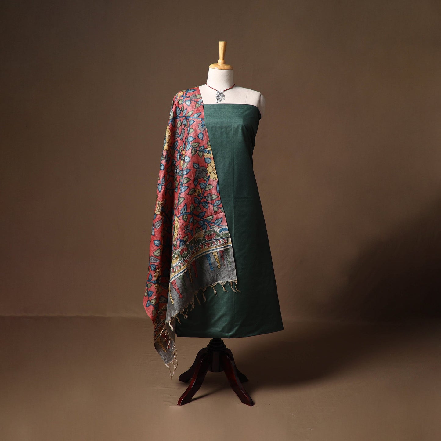 Vidarbha tussar silk handloom plain 2pc unstitched dress