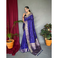 Blue - Udaan Violet Soft Silk Handwork Saree