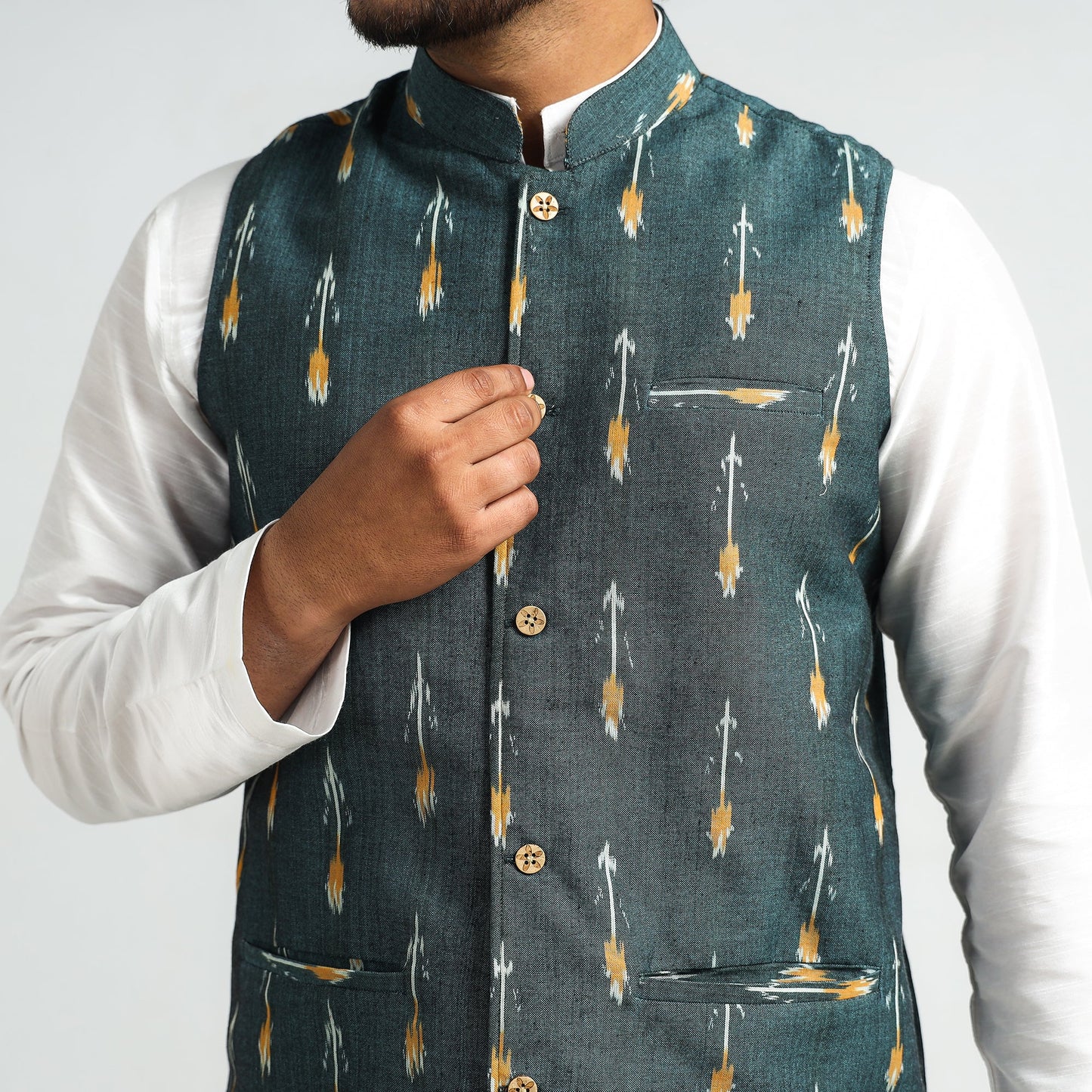 pochampally ikat nehru jacket
