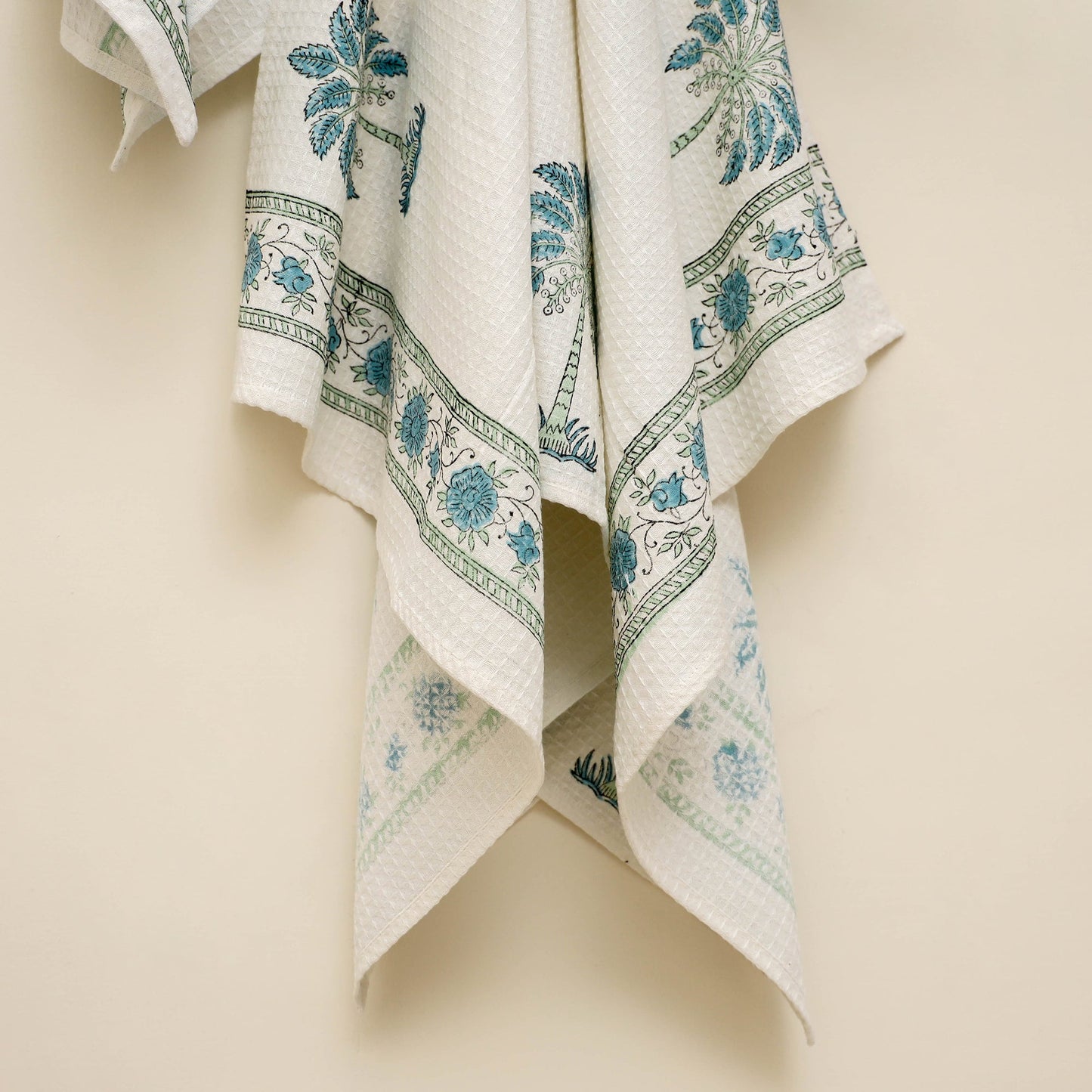 Waffle weave cotton handwoven sanganeri towel (set of 3) 12