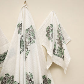 Waffle weave cotton handwoven sanganeri towel (set of 3) 14