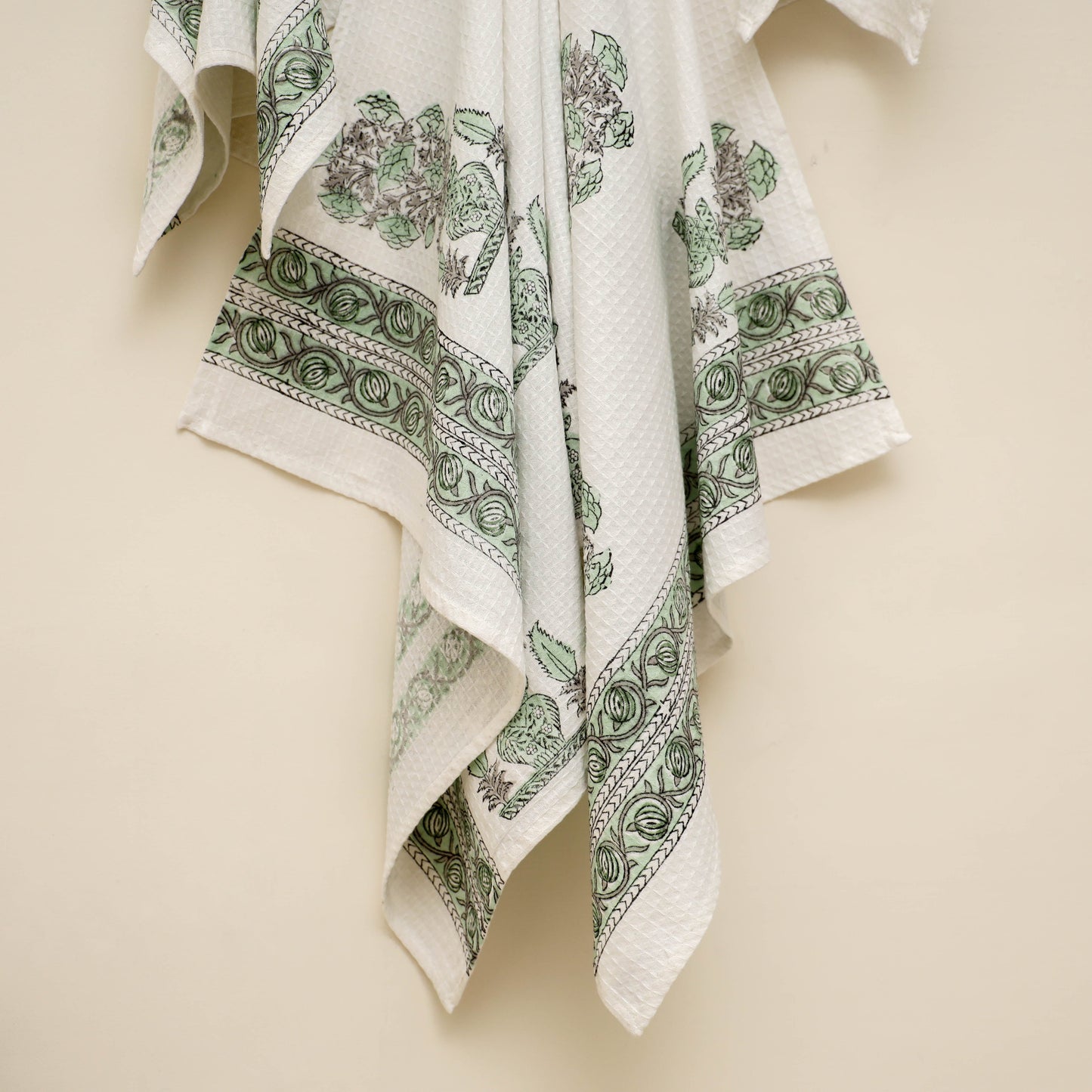 Waffle weave cotton handwoven sanganeri towel (set of 3) 14