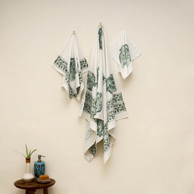 Waffle weave cotton handwoven sanganeri towel (set of 3) 15