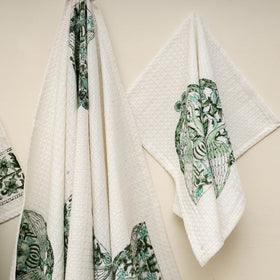 Waffle weave cotton handwoven sanganeri towel (set of 3) 15