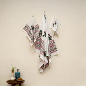 Waffle weave cotton handwoven sanganeri towel (set of 3) 17