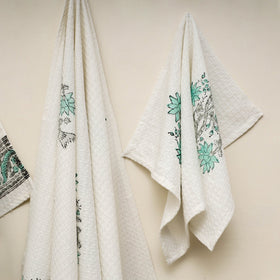 Waffle weave cotton handwoven sanganeri towel (set of 3) 19