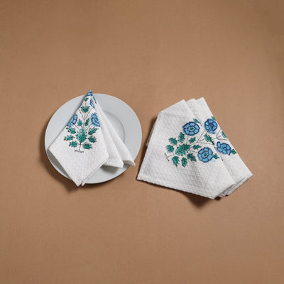 Waffle weave handwoven sanganeri table napkin (set of 4) 02