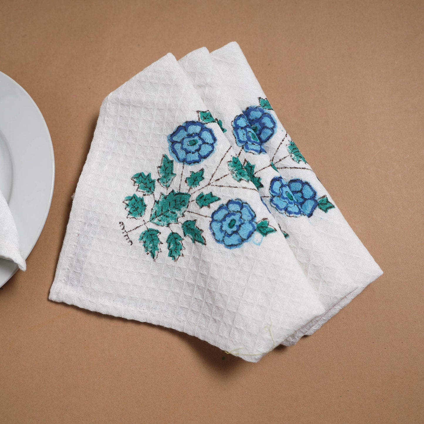 Waffle weave handwoven sanganeri table napkin (set of 4) 02