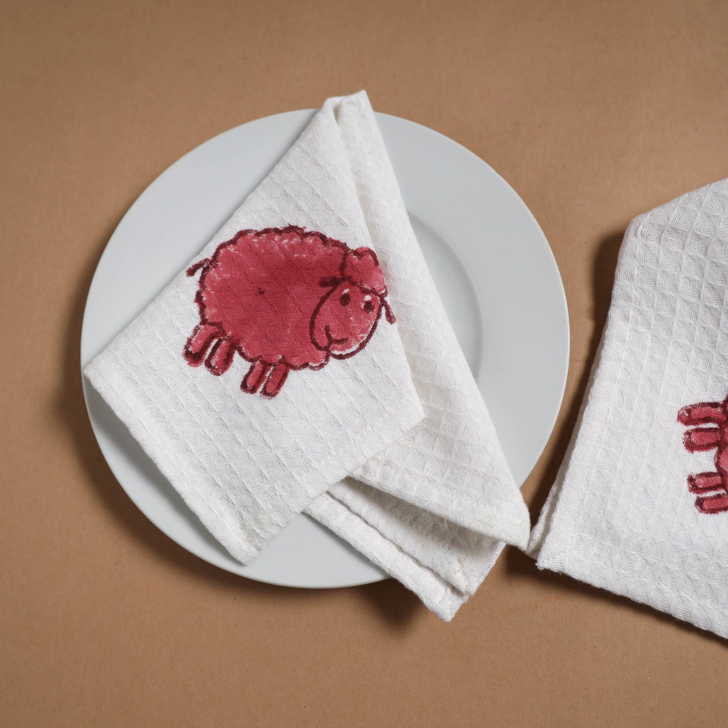 Waffle weave handwoven sanganeri table napkin (set of 4) 05