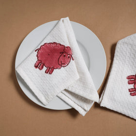 Waffle weave handwoven sanganeri table napkin (set of 4) 05