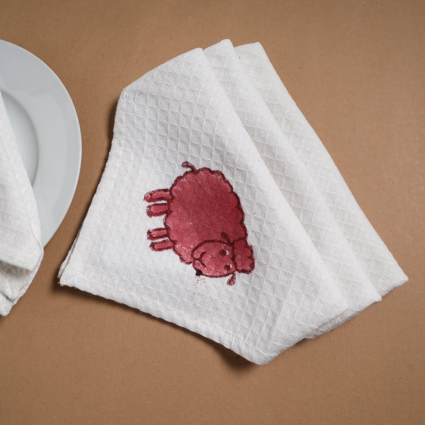 Waffle weave handwoven sanganeri table napkin (set of 4) 05