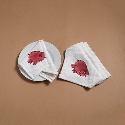 Waffle weave handwoven sanganeri table napkin (set of 4) 05