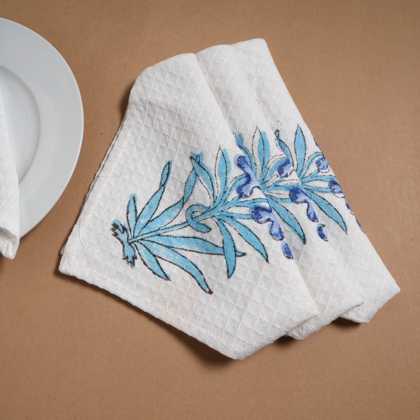 Waffle weave handwoven sanganeri table napkin (set of 4) 06