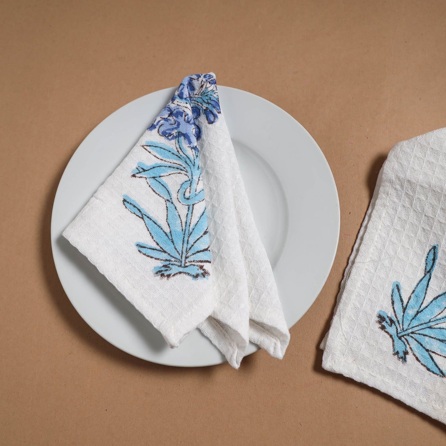 Waffle weave handwoven sanganeri table napkin (set of 4) 06