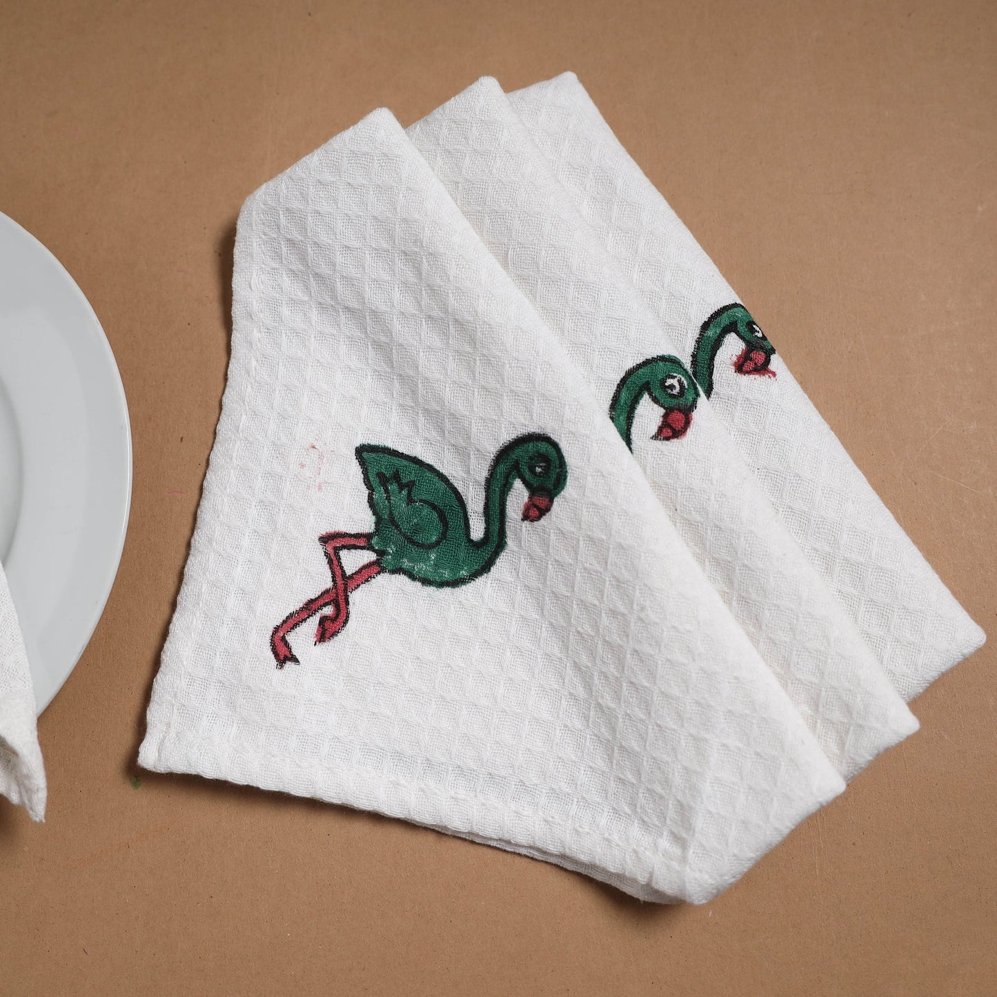 Waffle weave handwoven sanganeri table napkin (set of 4) 07