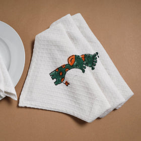 Waffle weave handwoven sanganeri table napkin (set of 4) 08