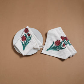 Waffle weave handwoven sanganeri table napkin (set of 4) 09