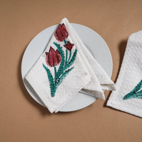 Waffle weave handwoven sanganeri table napkin (set of 4) 09