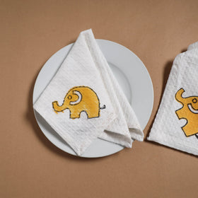 Waffle weave handwoven sanganeri table napkin (set of 4) 10