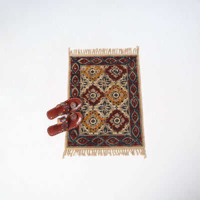 Beige Warangal Weave Kalamkari Block Print Cotton Mat