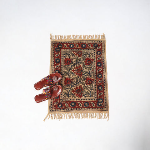 Red Warangal Weave Kalamkari Block Print Cotton Mat