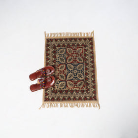Red Warangal Weave Kalamkari Block Print Cotton Mat