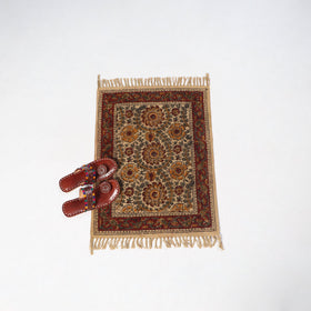 Red Warangal Weave Kalamkari Block Print Cotton Mat