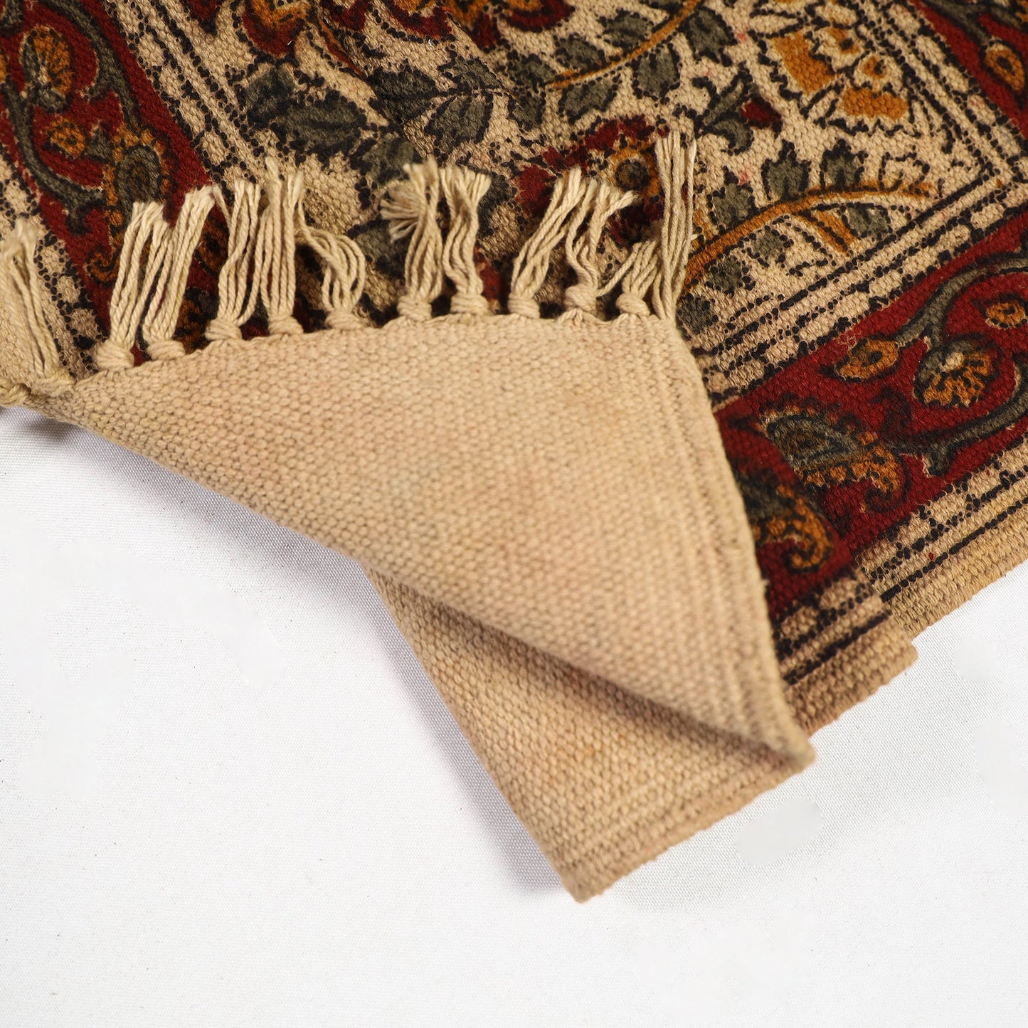 Red Warangal Weave Kalamkari Block Print Cotton Mat