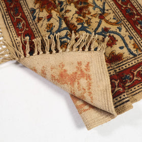 Beige Warangal Weave Kalamkari Block Print Cotton Mat