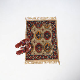 Beige Warangal Weave Kalamkari Block Print Cotton Mat