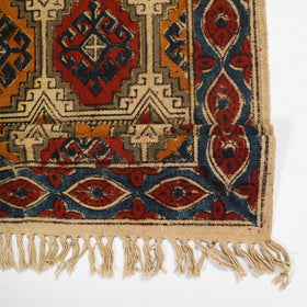 Beige Warangal Weave Kalamkari Block Print Cotton Mat